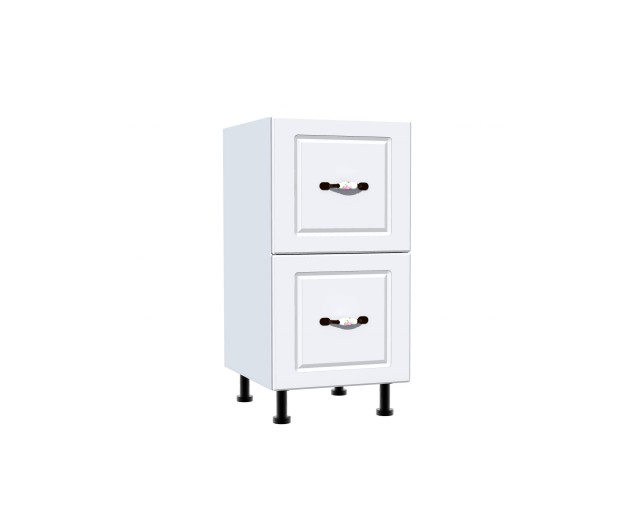Corp inferior 40 cu 2 sertare metalice pentru greutate Zebra MDF alb drept